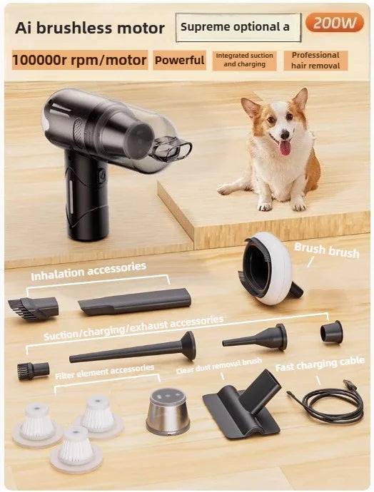 Wireless Pet Hair Vacuum | 200W Quiet Pet Hair Remover & Grooming Tool