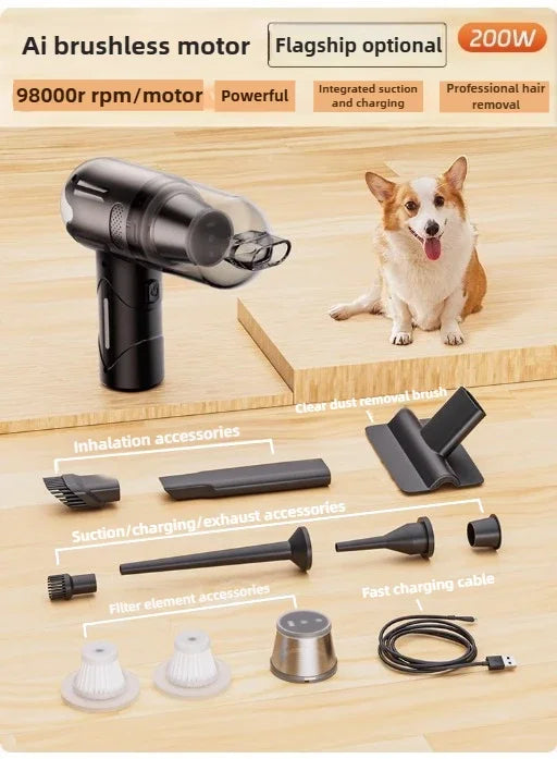 Wireless Pet Hair Vacuum | 200W Quiet Pet Hair Remover & Grooming Tool
