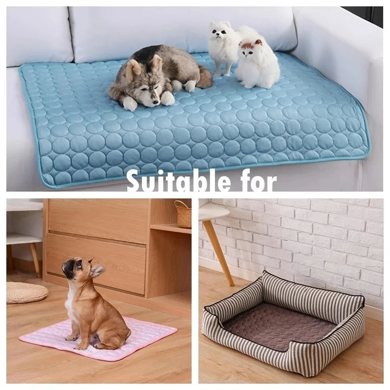 Cooling Mat for Dogs & Cats | Self-Cooling Ice Silk Pet BedCooling Mat for Dogs & Cats – Self-Cooling Ice Silk Summer Pet Bed