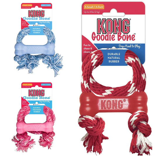 KONG® Goodie Bone with Rope – Durable Rubber Chew Toy for Puppies & Small Dogs