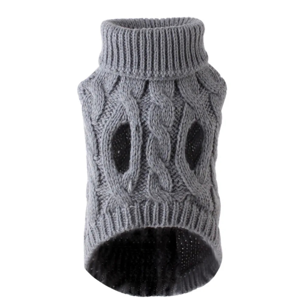 Knitted Dog Sweater – Classic Cable Knit Winter Jumper for Small Dogs & Cats
