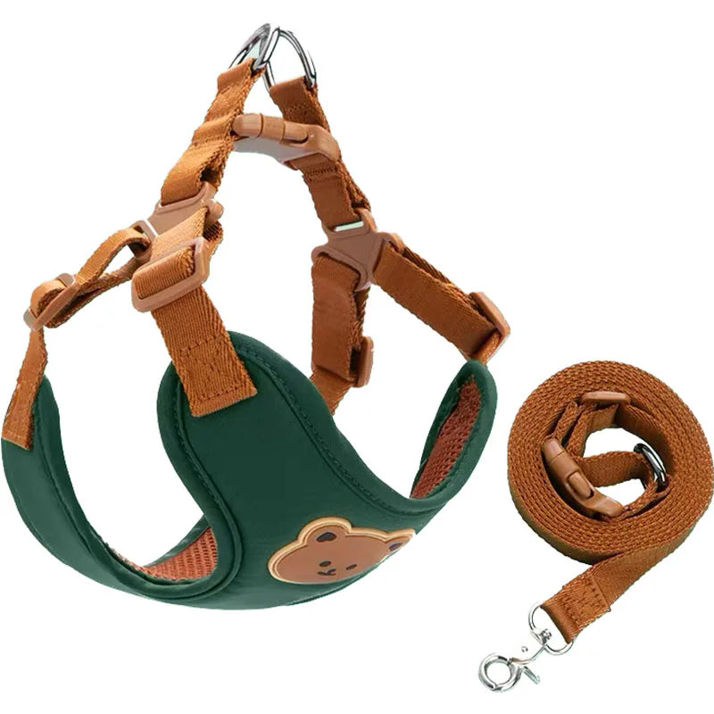 BearHug™ Harness & Leash Set – Breathable Adjustable Vest for Small Dogs & Cats