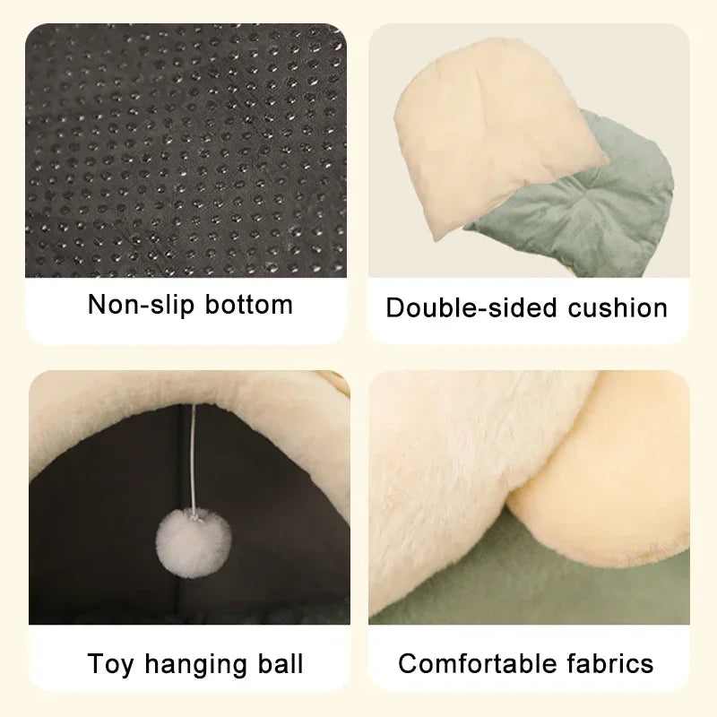 Cute Animal Ears Pet Bed | Plush Cat & Dog House