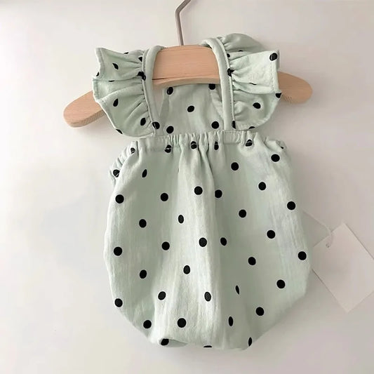 PolkaDot Chic™ – Ruffle Shoulder Pet Dress | Soft Cotton Summer Outfit for Dogs & Cats