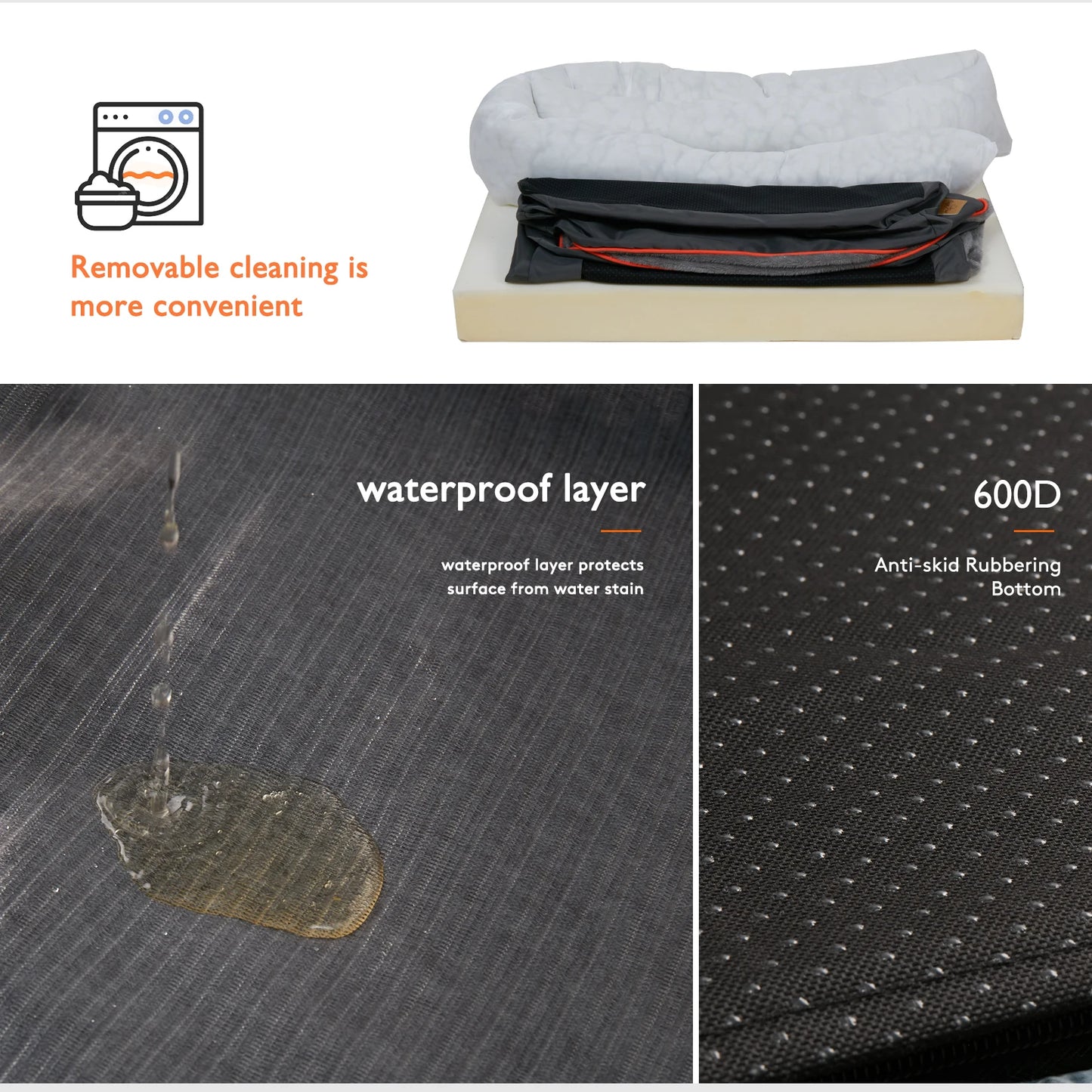 Orthopaedic Dog Bed with Bolsters | Removable Cover & Waterproof Base