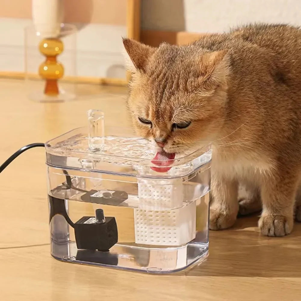 CrystalFlow – Transparent Automatic Pet Water Fountain | USB-Powered Cat & Dog Dispenser