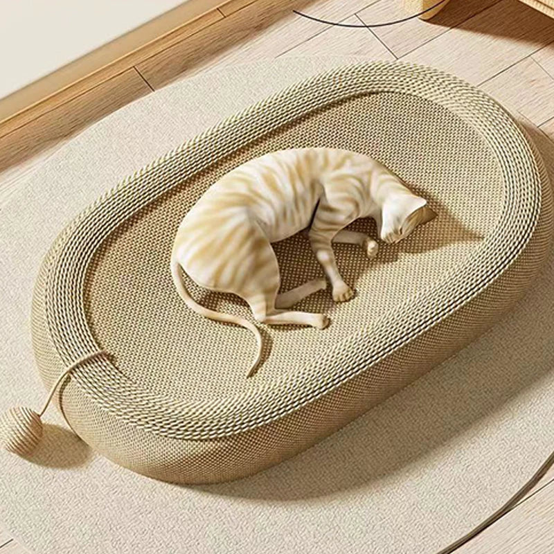 Oval Sisal Cat Scratching Bed | Lounge & Play Bed for Indoor Cats UK