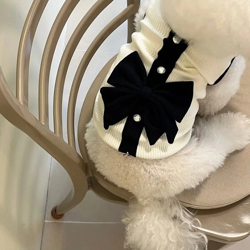 Luxury Dog Dress | Elegant Bow Lace Pet Outfit for Small Dogs