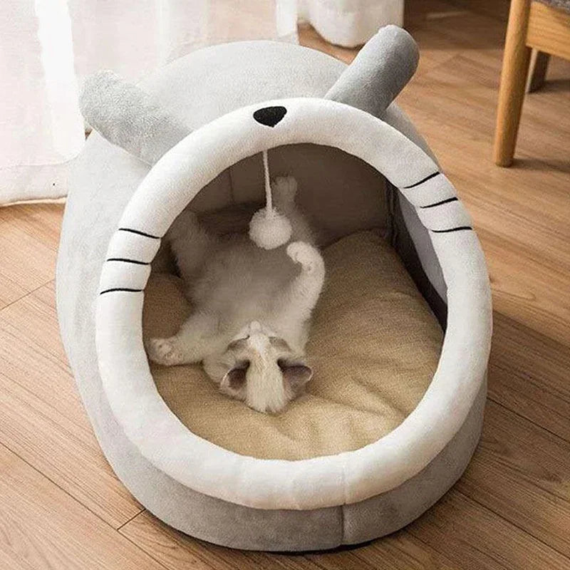Cute Animal Ears Pet Bed | Plush Cat & Dog House