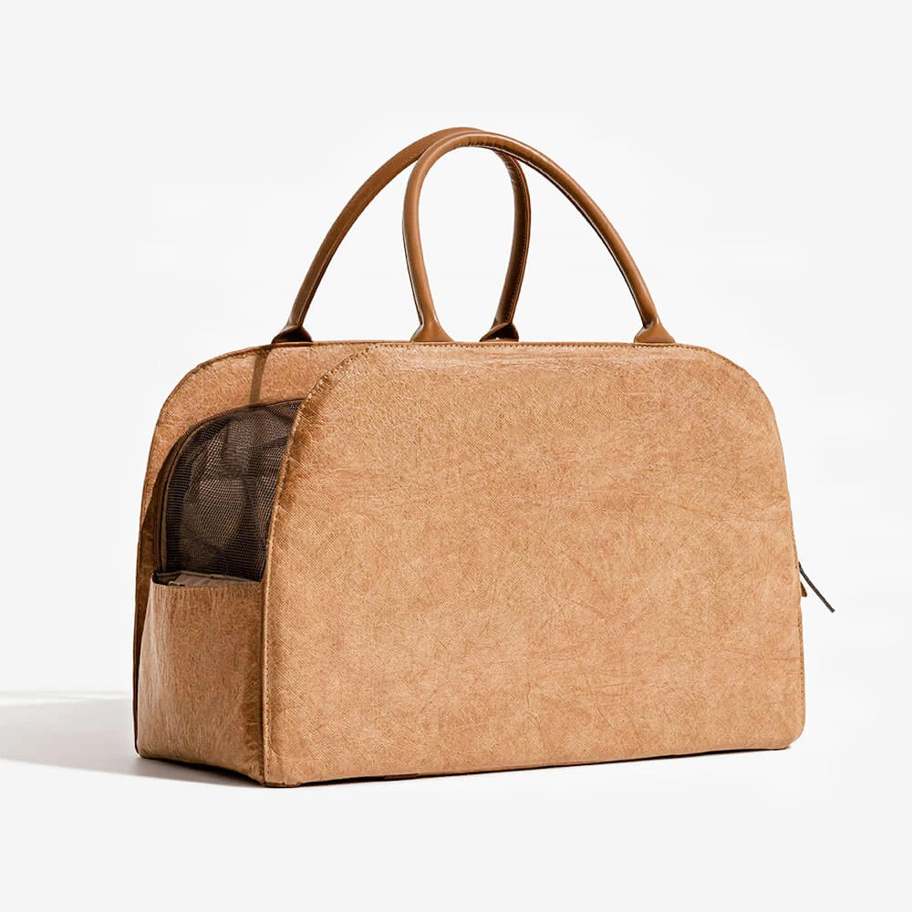 Luxury Leather Pet Carrier Bag – Windproof & Warm Travel Tote