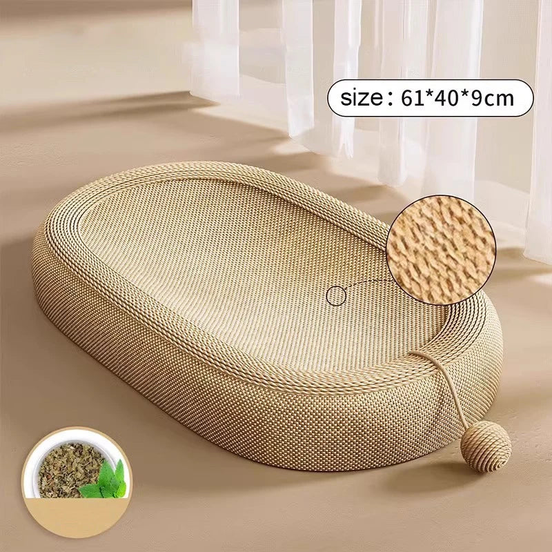 Oval Sisal Cat Scratching Bed | Lounge & Play Bed for Indoor Cats UK