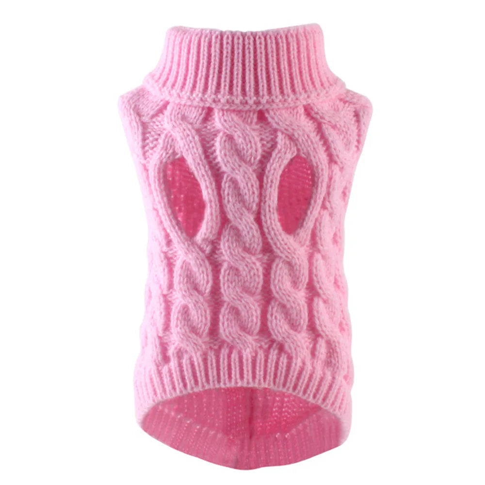Knitted Dog Sweater – Classic Cable Knit Winter Jumper for Small Dogs & Cats