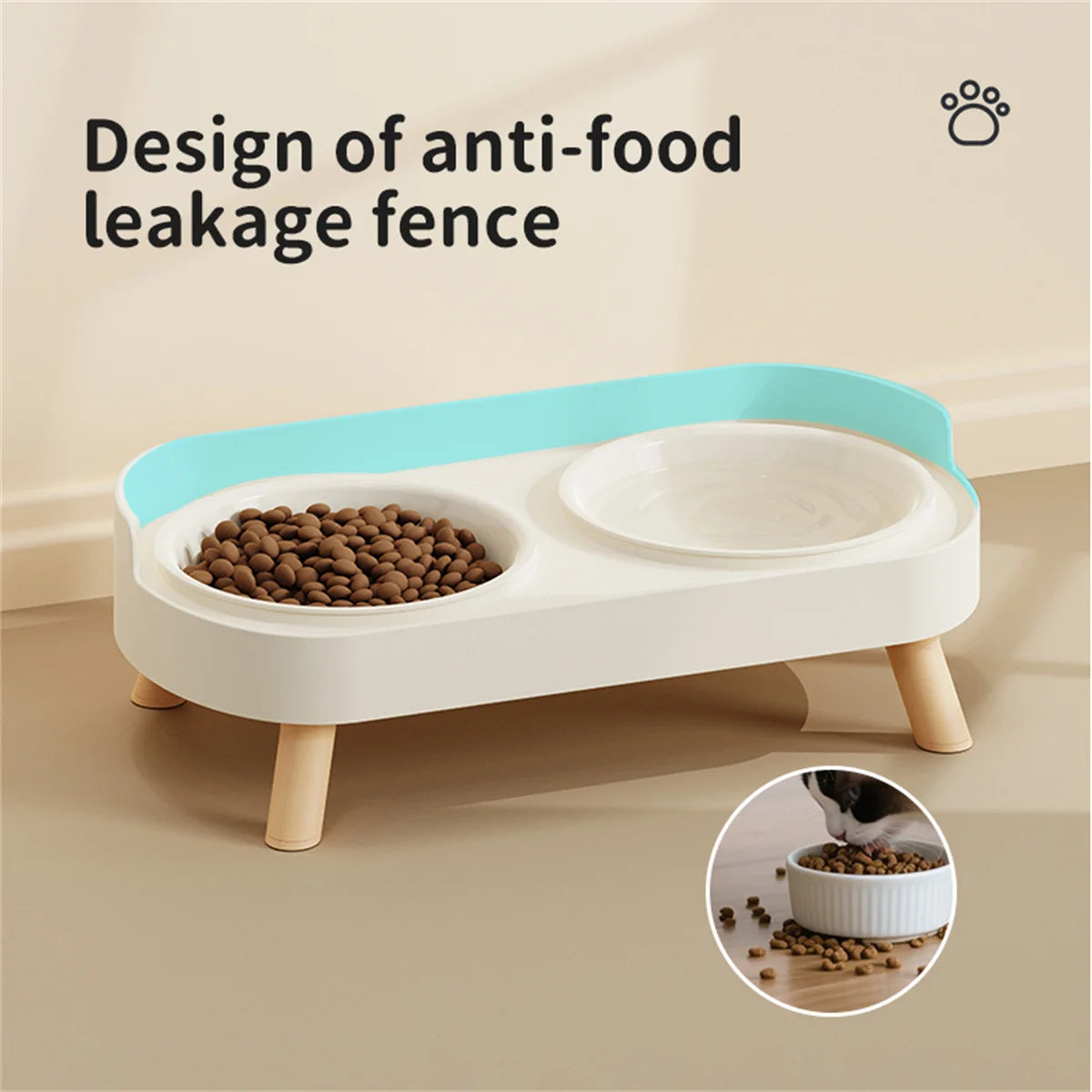 DopaPet – Modern Double Pet Bowl | Raised Stainless Steel Feeder for Cats & Small Dogs