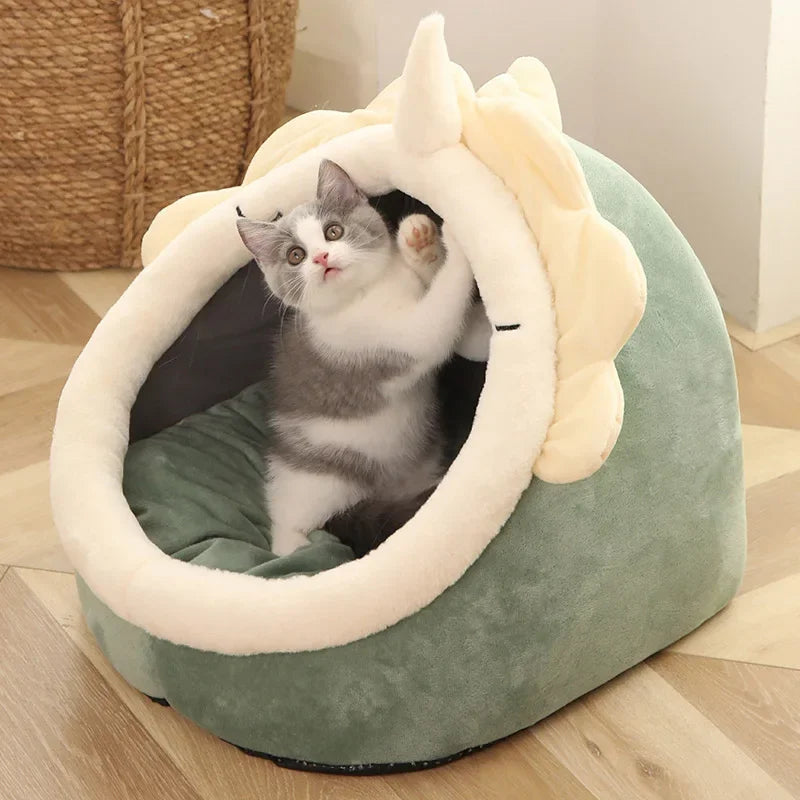 Cute Animal Ears Pet Bed | Plush Cat & Dog House