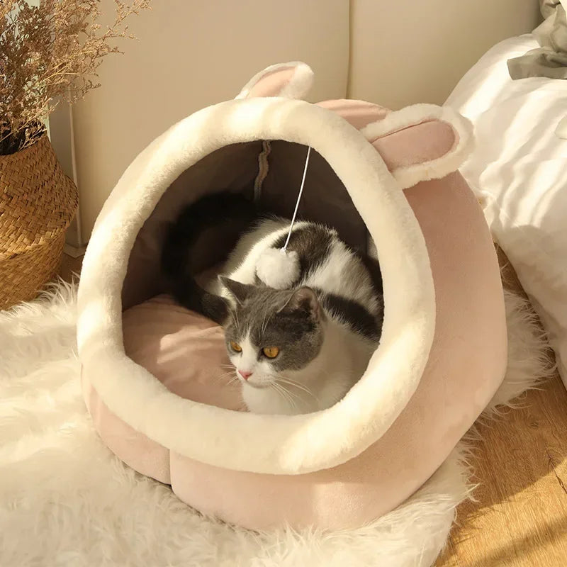 Cute Animal Ears Pet Bed | Plush Cat & Dog House