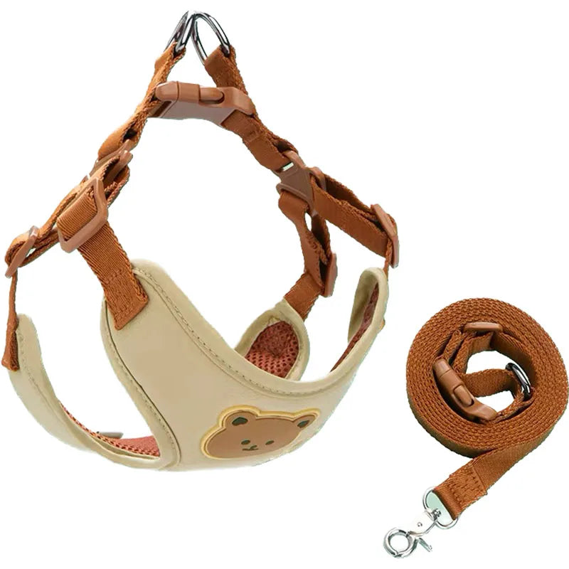 BearHug™ Harness & Leash Set – Breathable Adjustable Vest for Small Dogs & Cats
