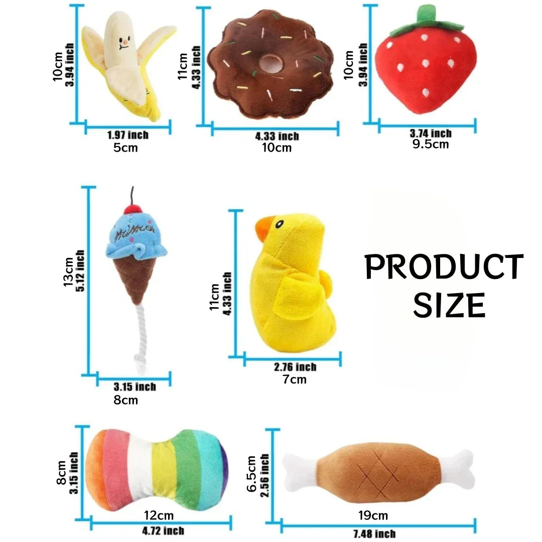 7-Piece Plush Dog Toy Box | Squeaky & Soft Toys for Small Dogs & Puppies