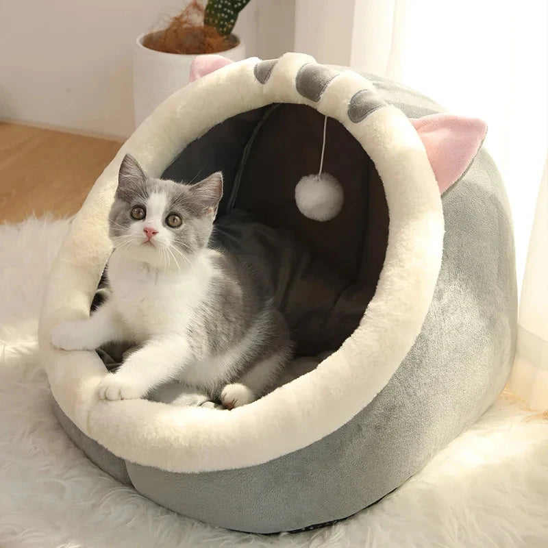 Cute Animal Ears Pet Bed | Plush Cat & Dog House