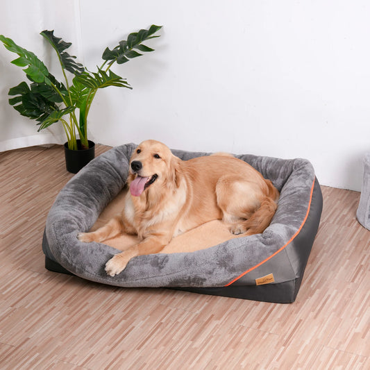 Orthopaedic Dog Bed with Bolsters | Removable Cover & Waterproof Base