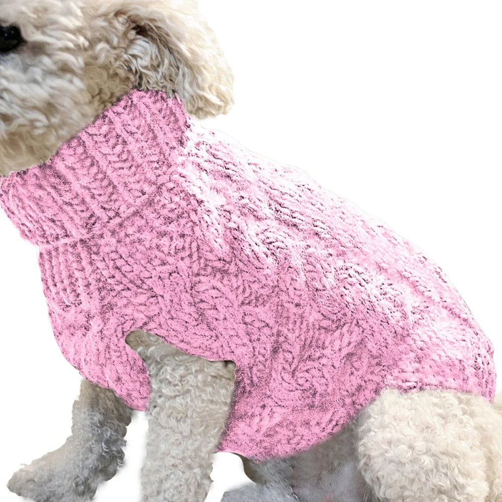 Knitted Dog Sweater – Classic Cable Knit Winter Jumper for Small Dogs & Cats