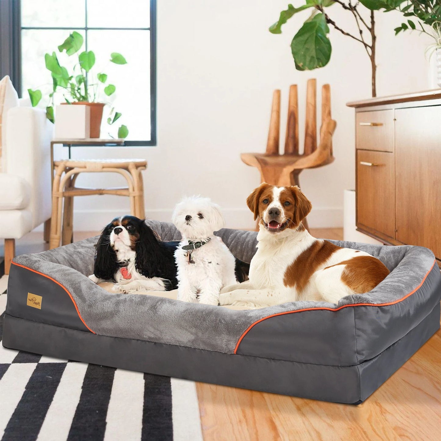 Orthopaedic Dog Bed with Bolsters | Removable Cover & Waterproof Base