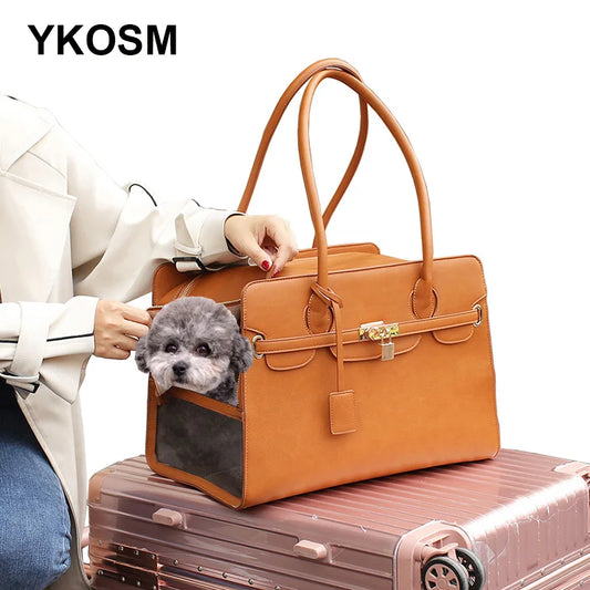 Luxury PU Leather Pet Carrier Handbag | Stylish Portable Pet Bag