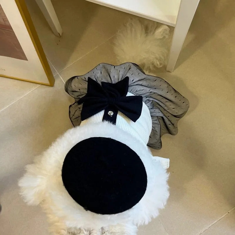 Luxury Dog Dress | Elegant Bow Lace Pet Outfit for Small Dogs