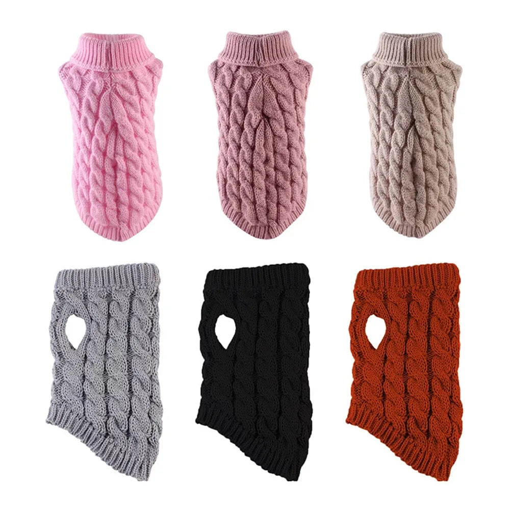 Knitted Dog Sweater – Classic Cable Knit Winter Jumper for Small Dogs & Cats